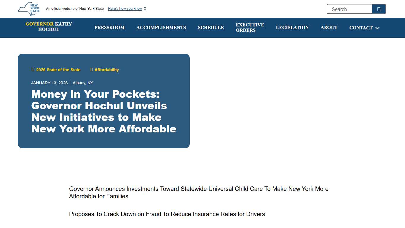 Money in Your Pockets: Governor Hochul Unveils New Initiatives to Make New York More Affordable | Governor Kathy Hochul